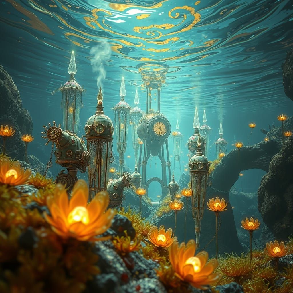 Crystal Automaton City Beneath Alien Ocean