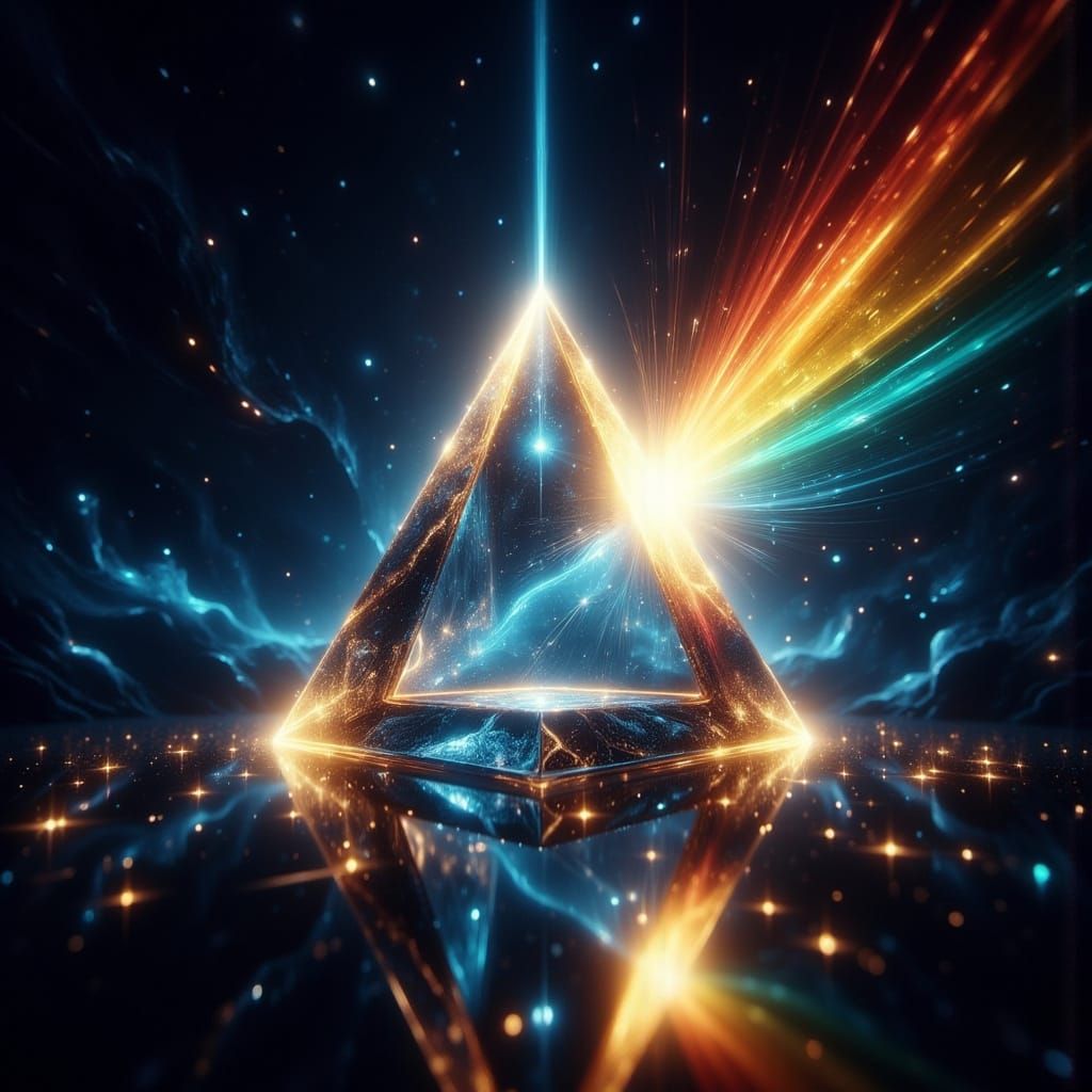 Triangular Prism in Space Creates Rainbow Fan