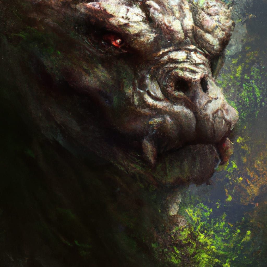 Winged Lion Forest Guardian in Detailed Matte Painting