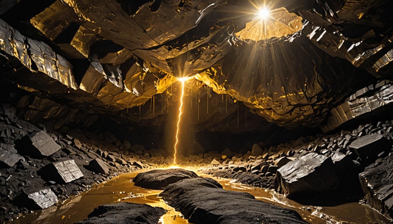 A coal mine, a large cavity with thin veins of gold. There i...