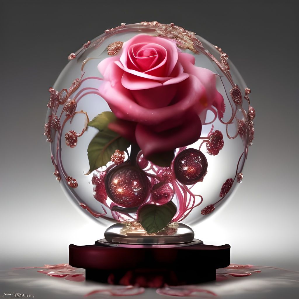 Glowing Rose Orb in Detailed Digital Art Style
