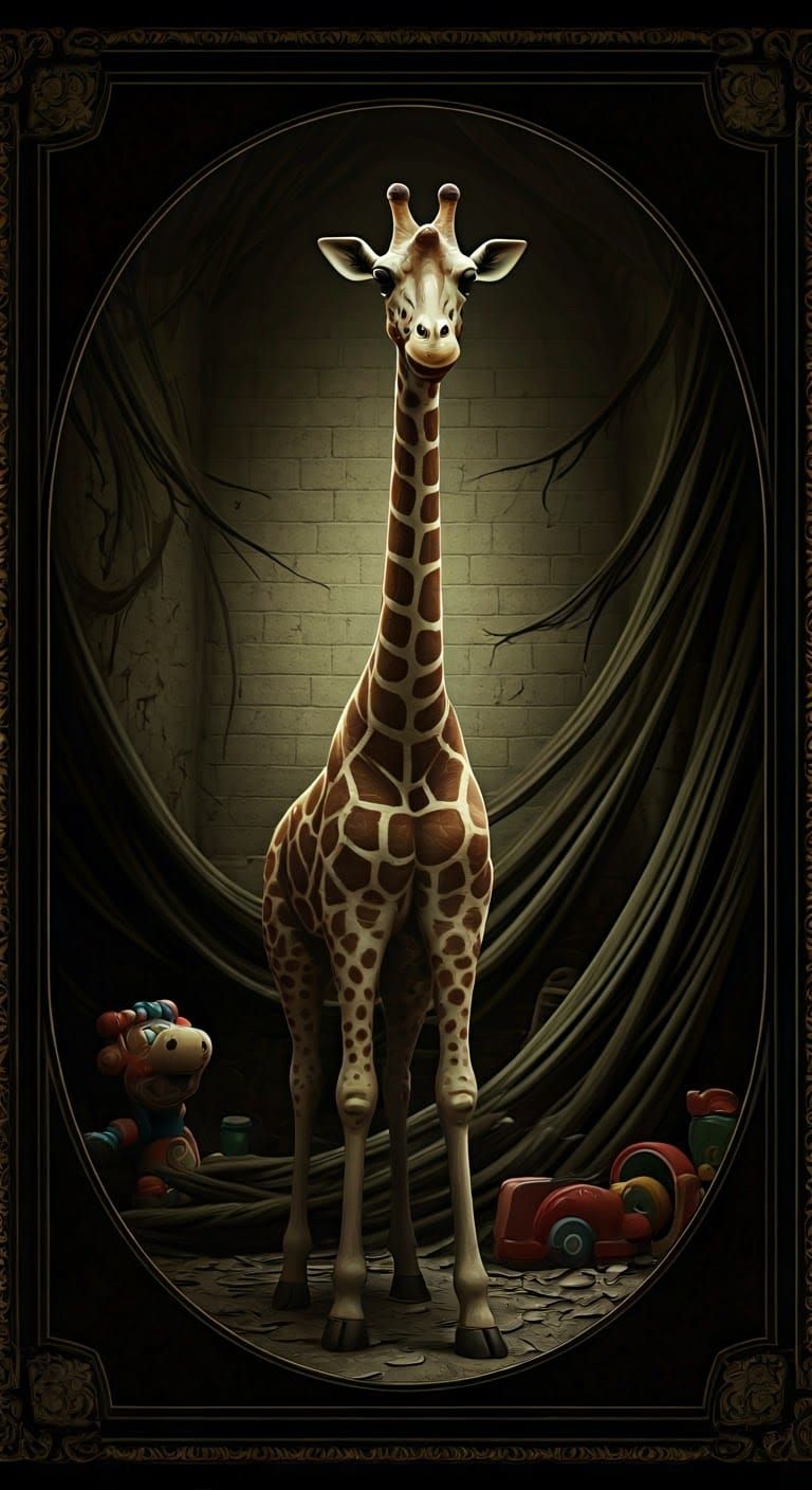 Eldritch Horror Giraffe in Dark Art Style