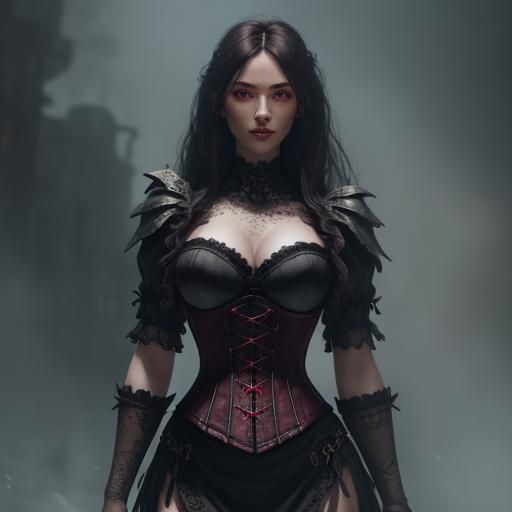 Fantasy Woman in Lace Corset, Hyperdetailed Digital Art
