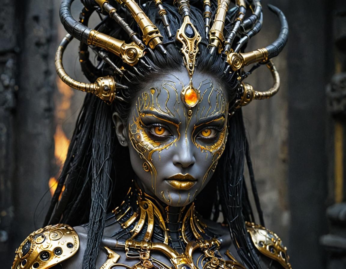 Cybernetic Fire Princess – H. R. Giger, Salvador Dali, Ernst Fuchs and Erich von Däniken Art – 06