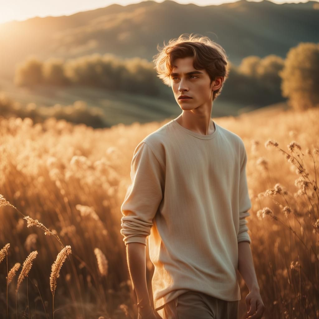 Ethereal Portrait of Boy in Golden Hour Light