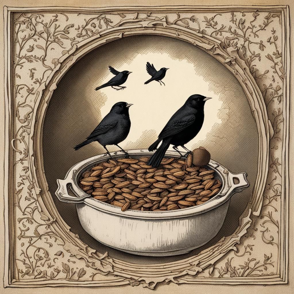 Blackbirds Baked in a Pie: A Nursery Rhyme Scene