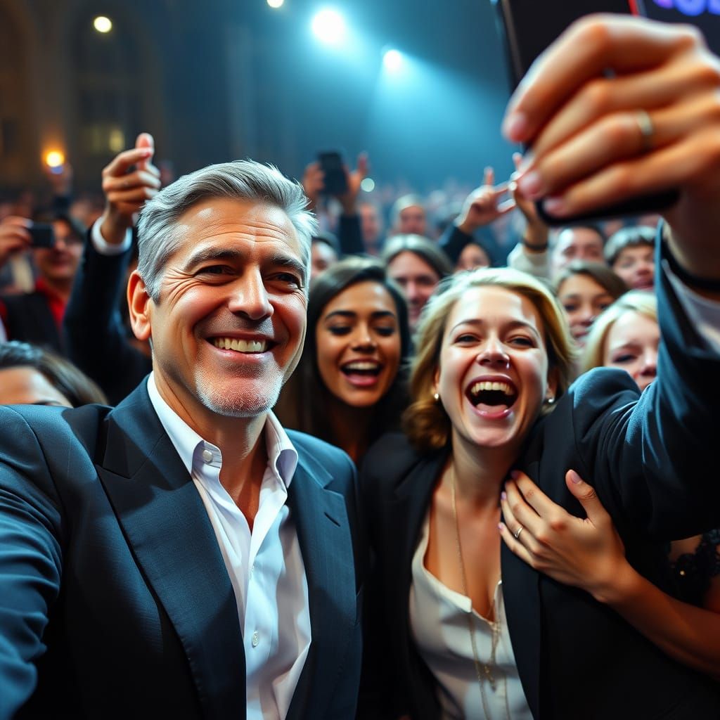 Charismatic Actor George Clooney Connects with Fans in Candi...
