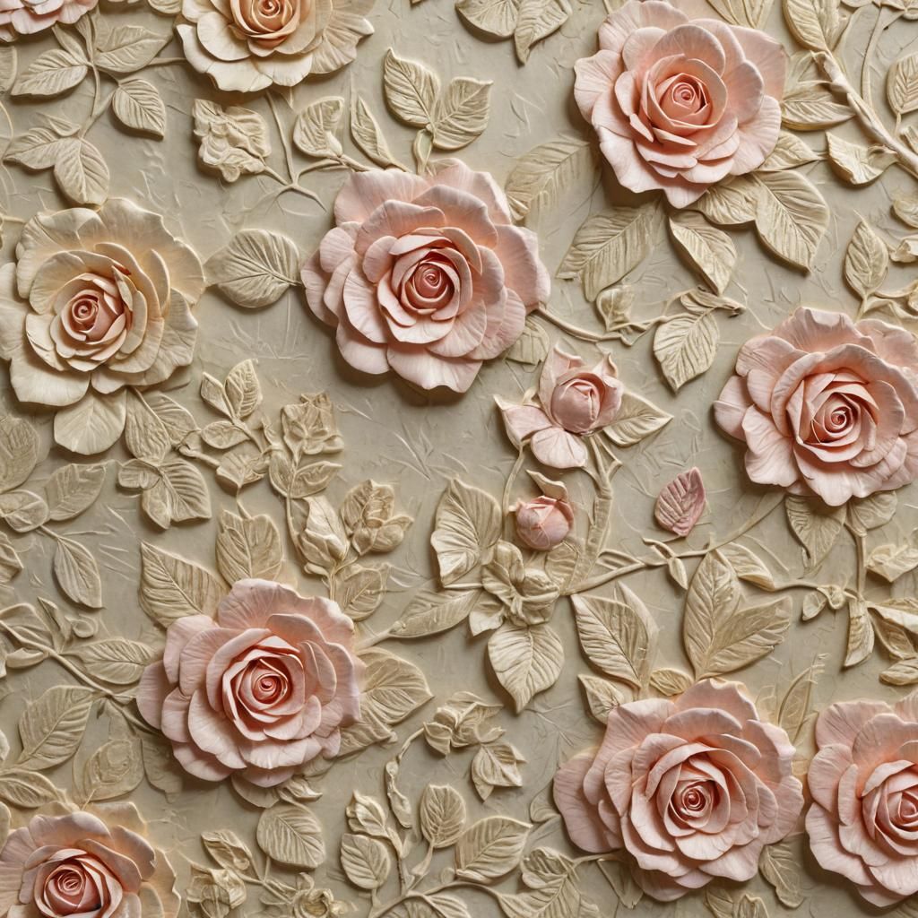 Embossed Roses on Textured Paper Collage