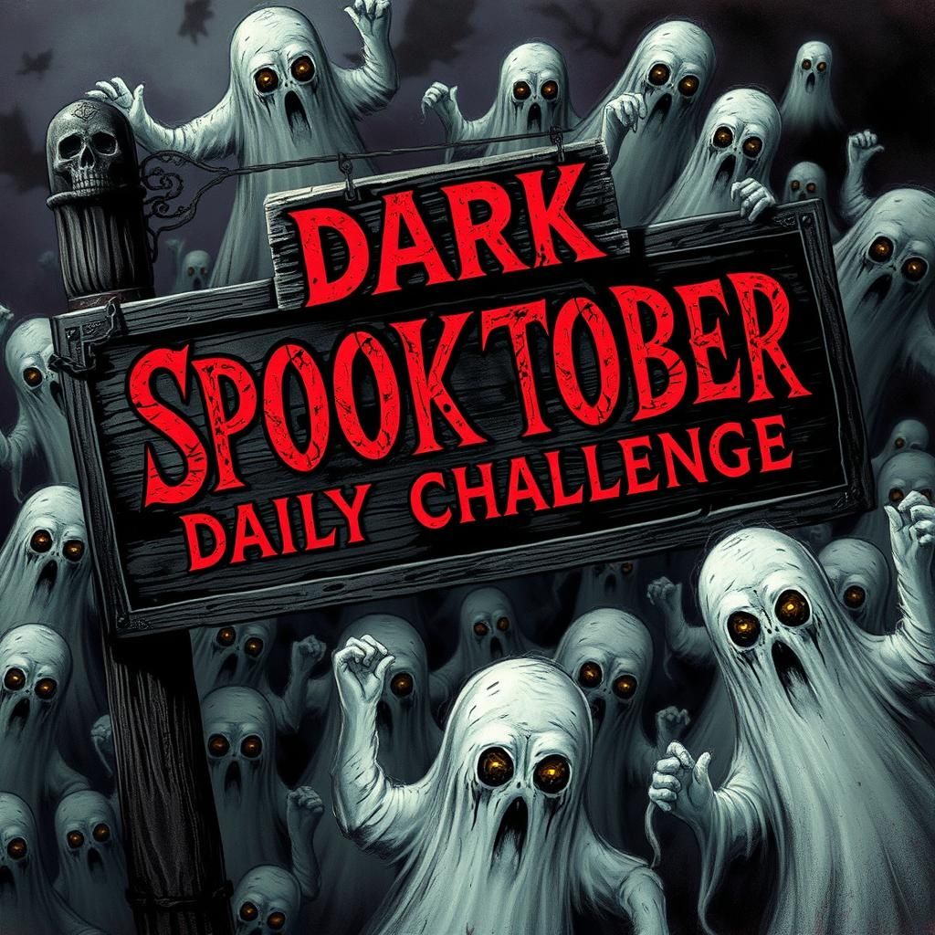 Eerie Ghosts Surround Vintage Halloween Sign