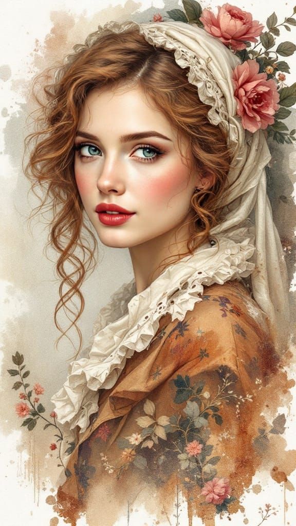 Dutch Folk Art Portrait of a Beautiful Woman