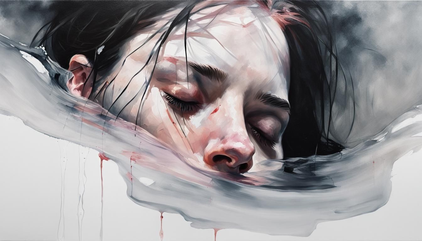 Surreal Submerged Portrait in Oil Painting Style