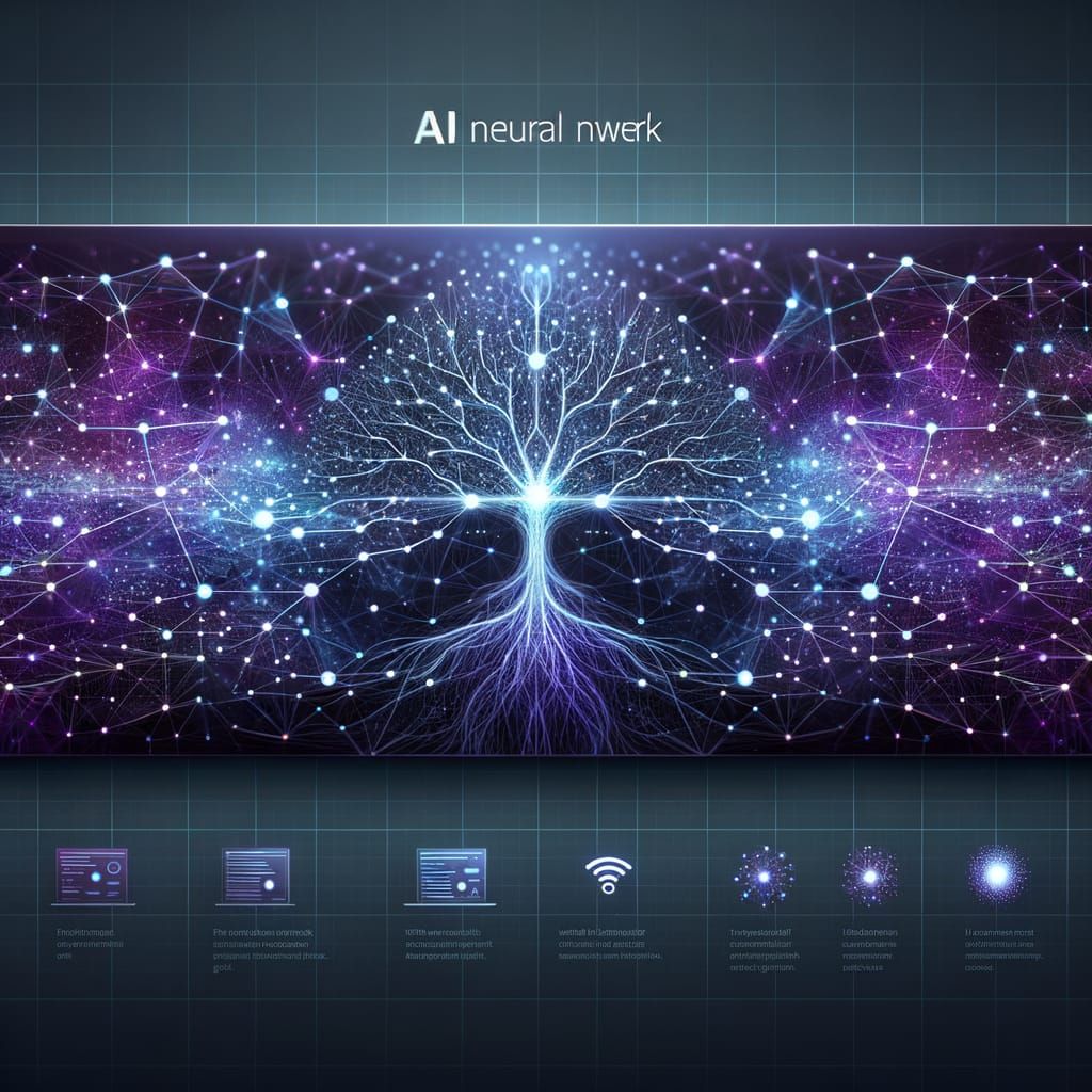 Futuristic AI Neural Network Banner with Data Flows