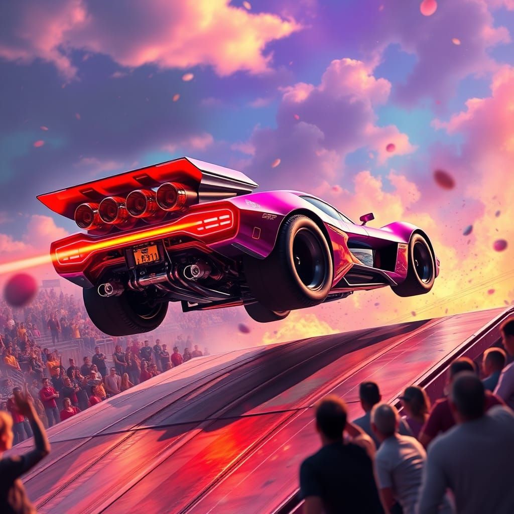 Futuristic Supercar Stunt in Sci-Fi Style
