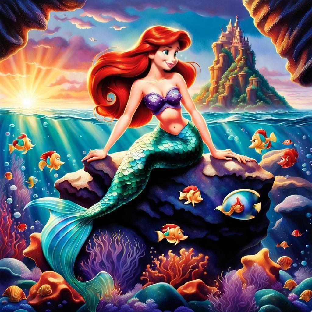 Ariel On A Rock Near the Kingdom In the Distance