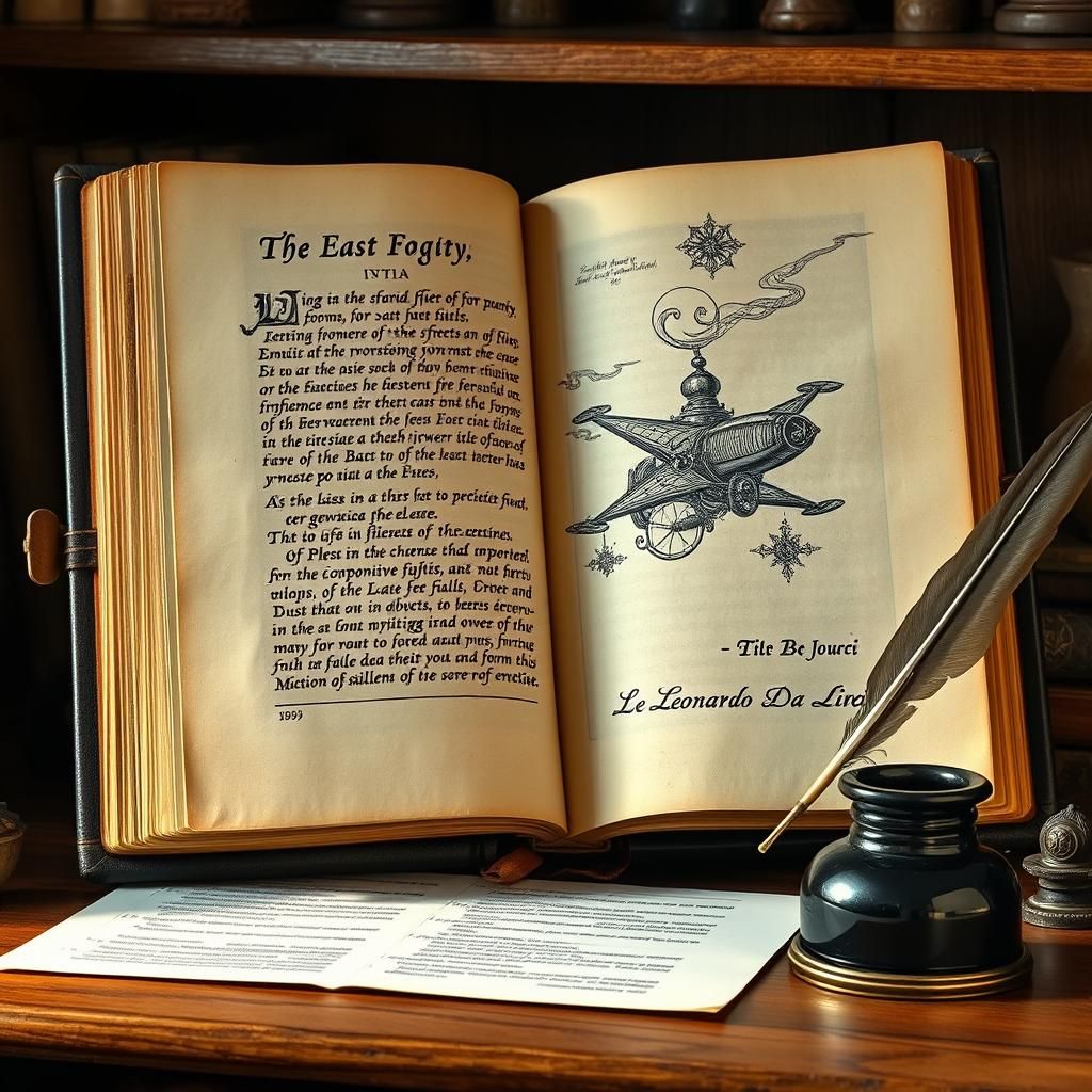 Renaissance Flying Machine in Ancient Tome