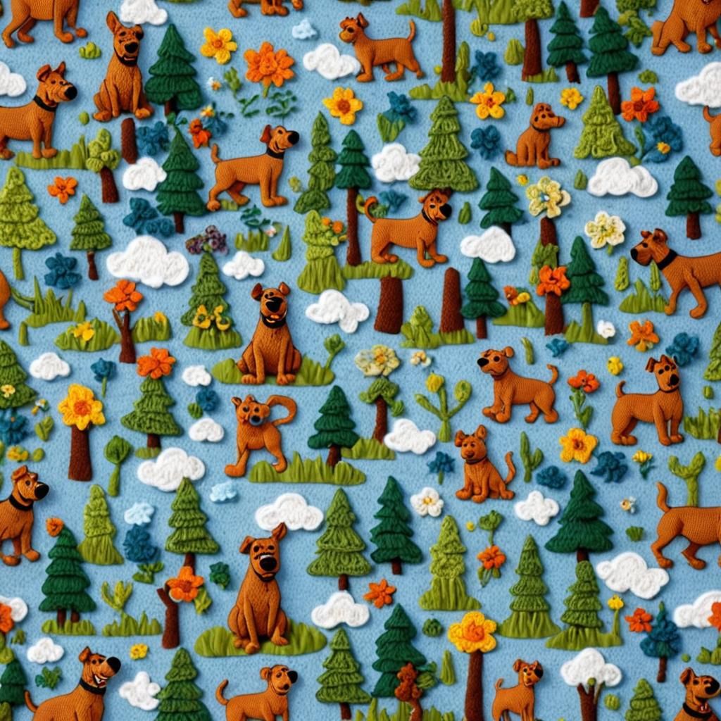 Crocheted Scooby Doo in Crochet Landscape