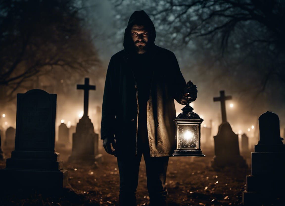 Glittering Lamp Illuminates Ghostly Graveyard