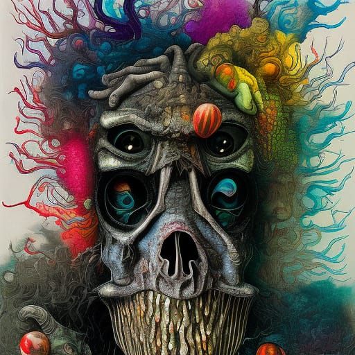 Disturbing Monster at Opulent Banquet in Pop Art Style