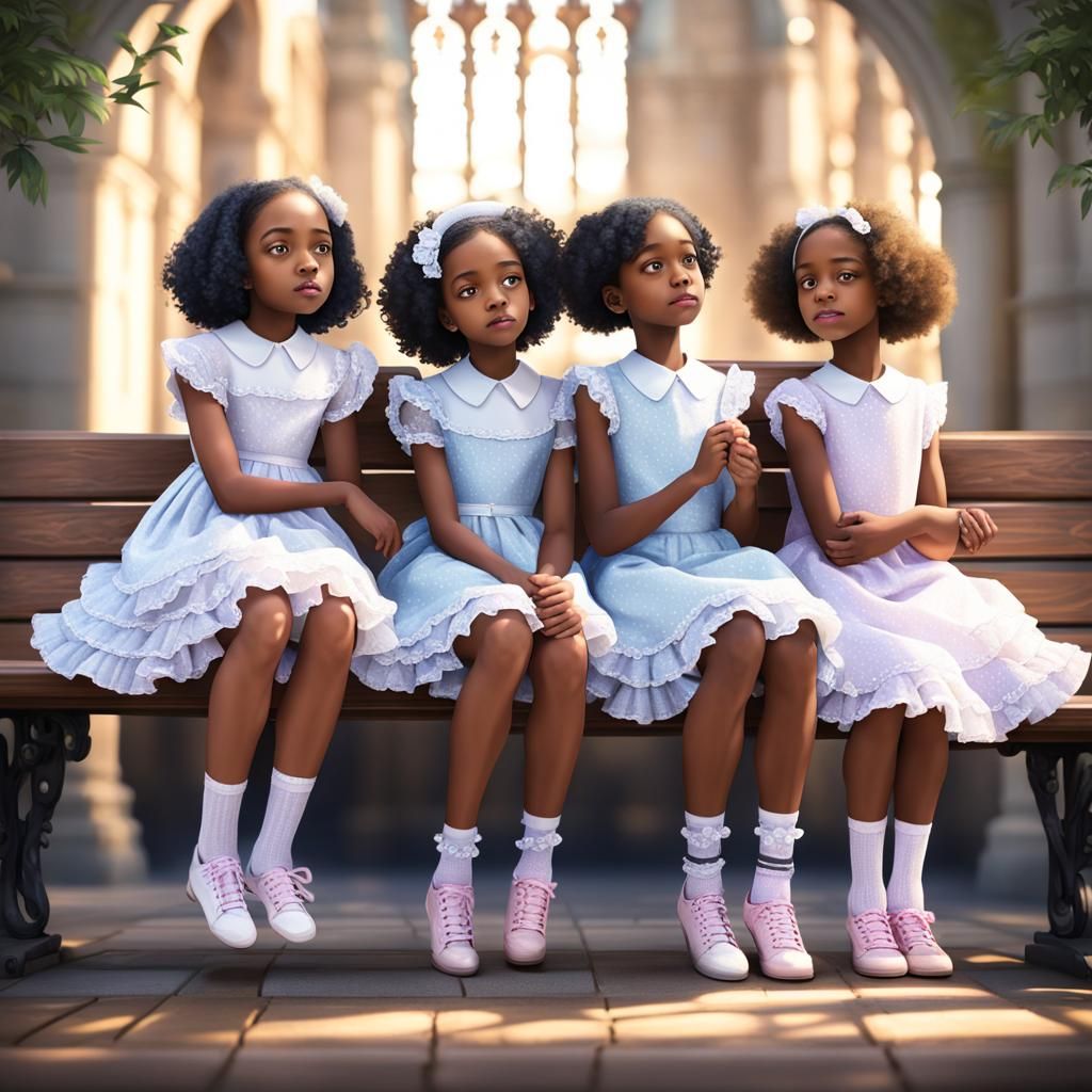 Black Girls on Church Bench, Amanda Sage Style
