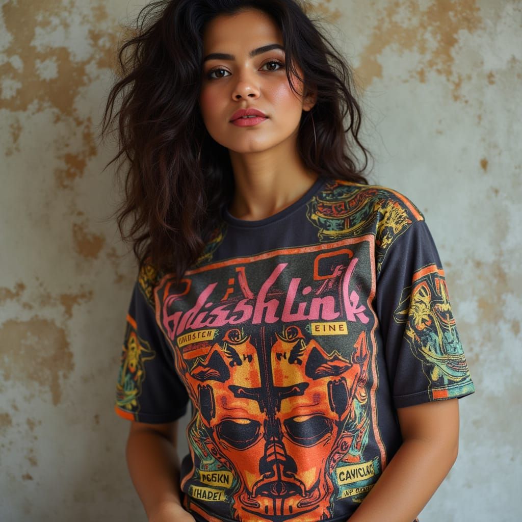 Woman in Graphic Tee, Pop Surrealism Style