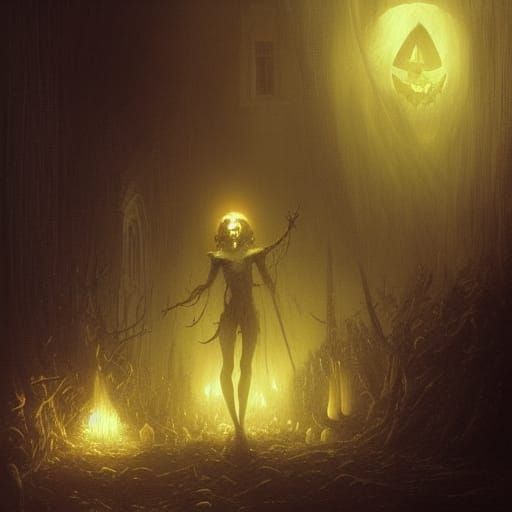 Eerie Jack-o'-Lantern in Gothic Horror Style