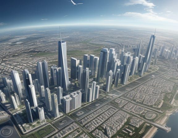 Futuristic Cityscape in Clean Futurism Style