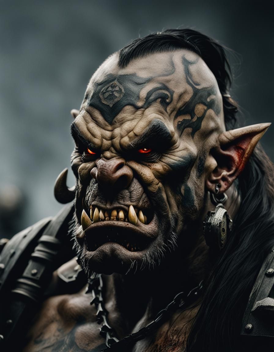 Detailed Photo of Snarling Grey Ork Warrior