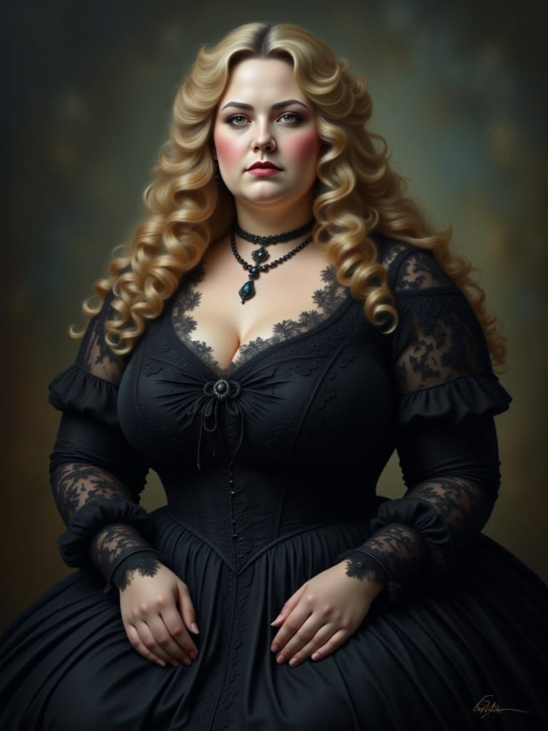 Victorian Gothic Beauty in Mourning Attire