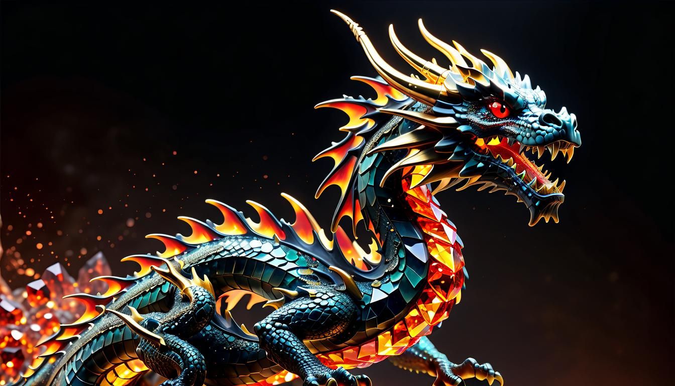 Swarovski Crystal Dragon with Matrix Gold Background