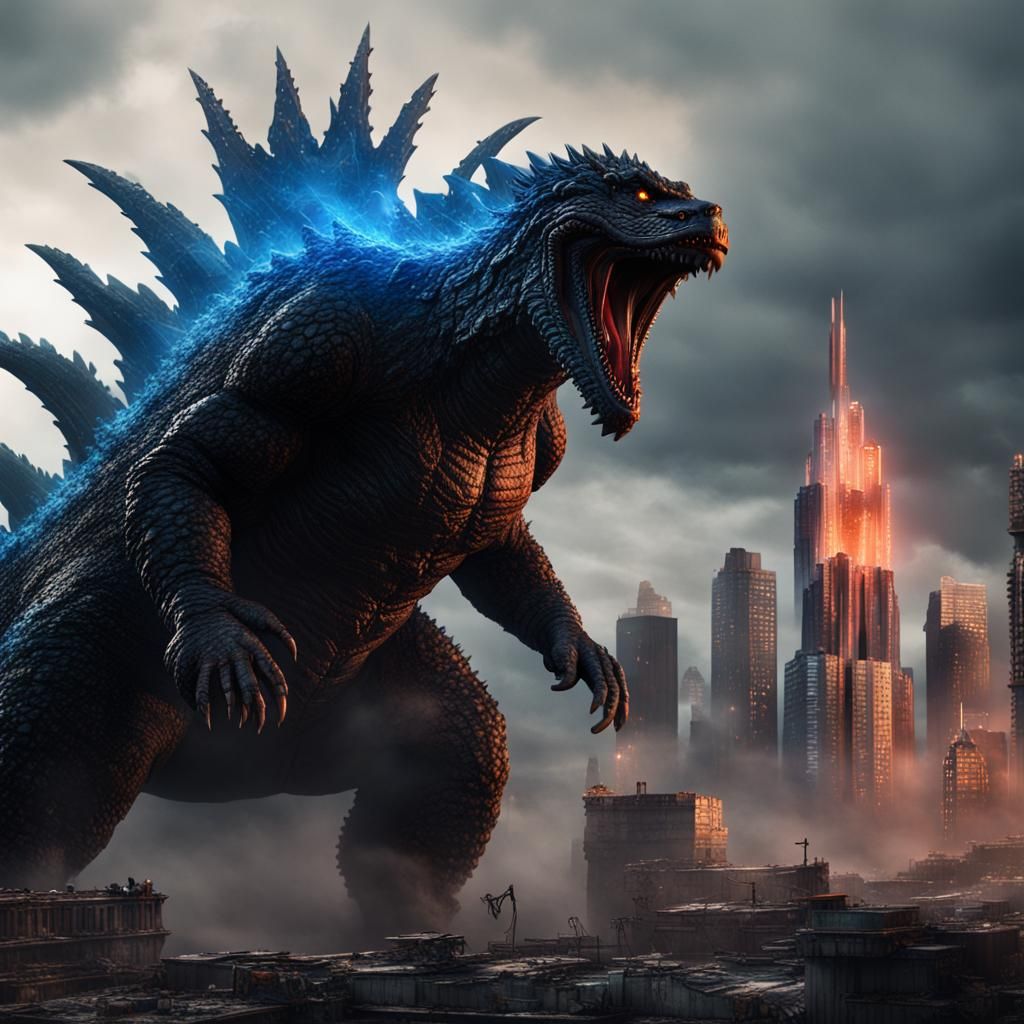 Godzilla: Detailed Matte Painting in Deep Color