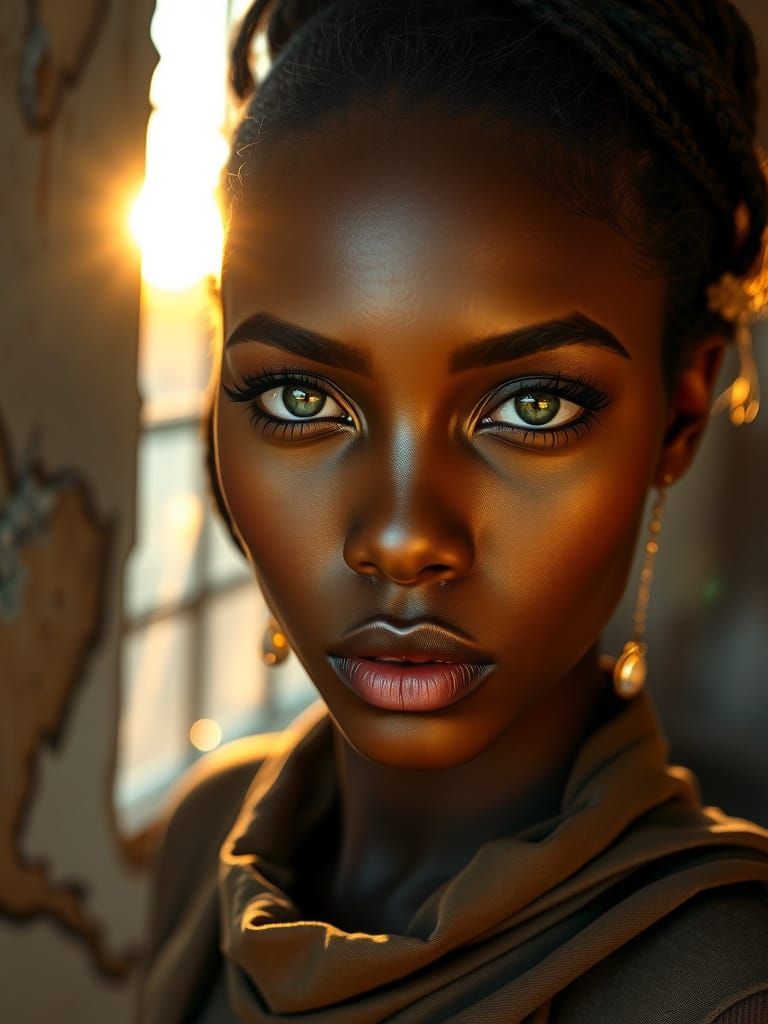 Sultry Goddess in Golden Hour Light