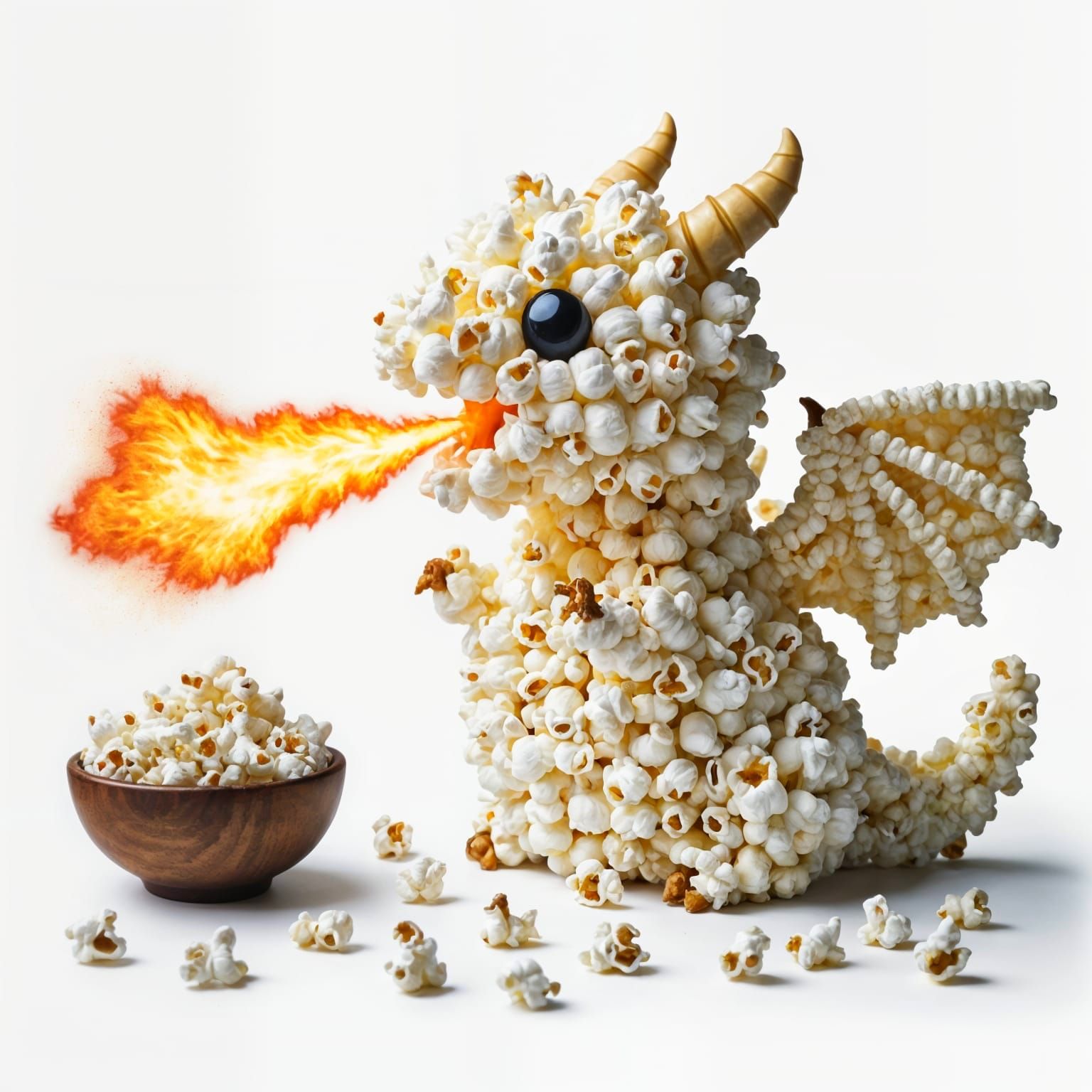 Popcorn Dragon Spewing Fire: A Whimsical Creation