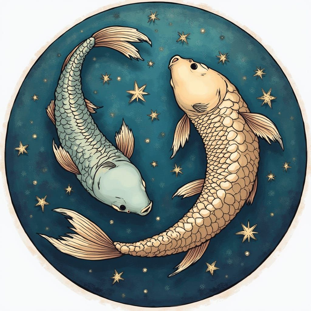 Mystical Pisces Zodiac in Ethereal Watercolors
