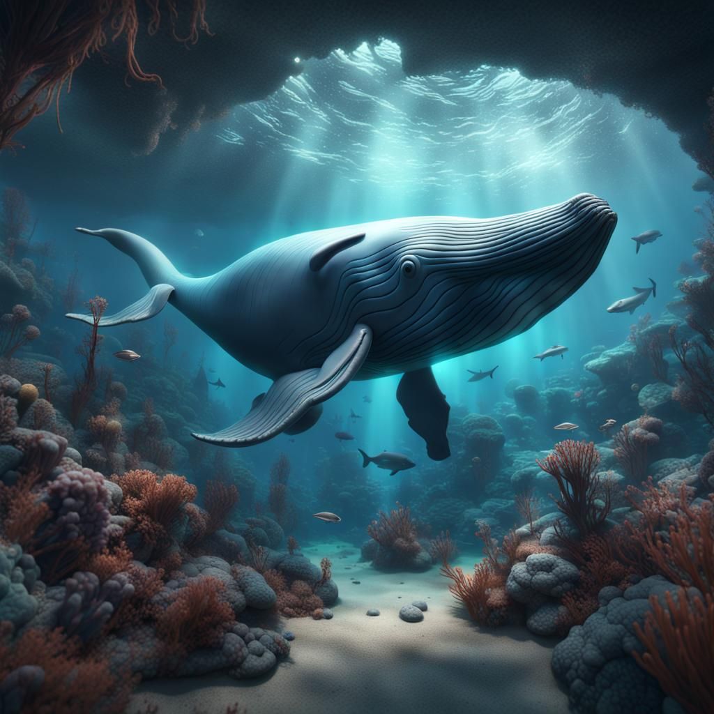 See-Through Whale in Deep Sea Concept Art