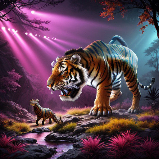 Saber-Toothed Tiger Ambushes Hadrosaur in Primal Misty Fores...
