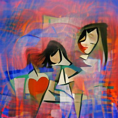 Abstract Art: Two Girls in Love