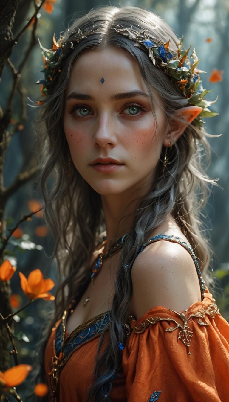 Beautiful Elf Portrait in Lord of the Rings Style