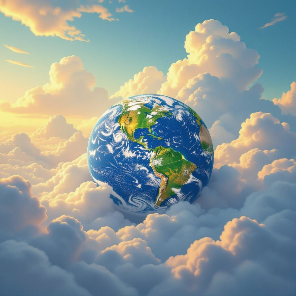 Serene Earth in Golden Light: Digital Painting