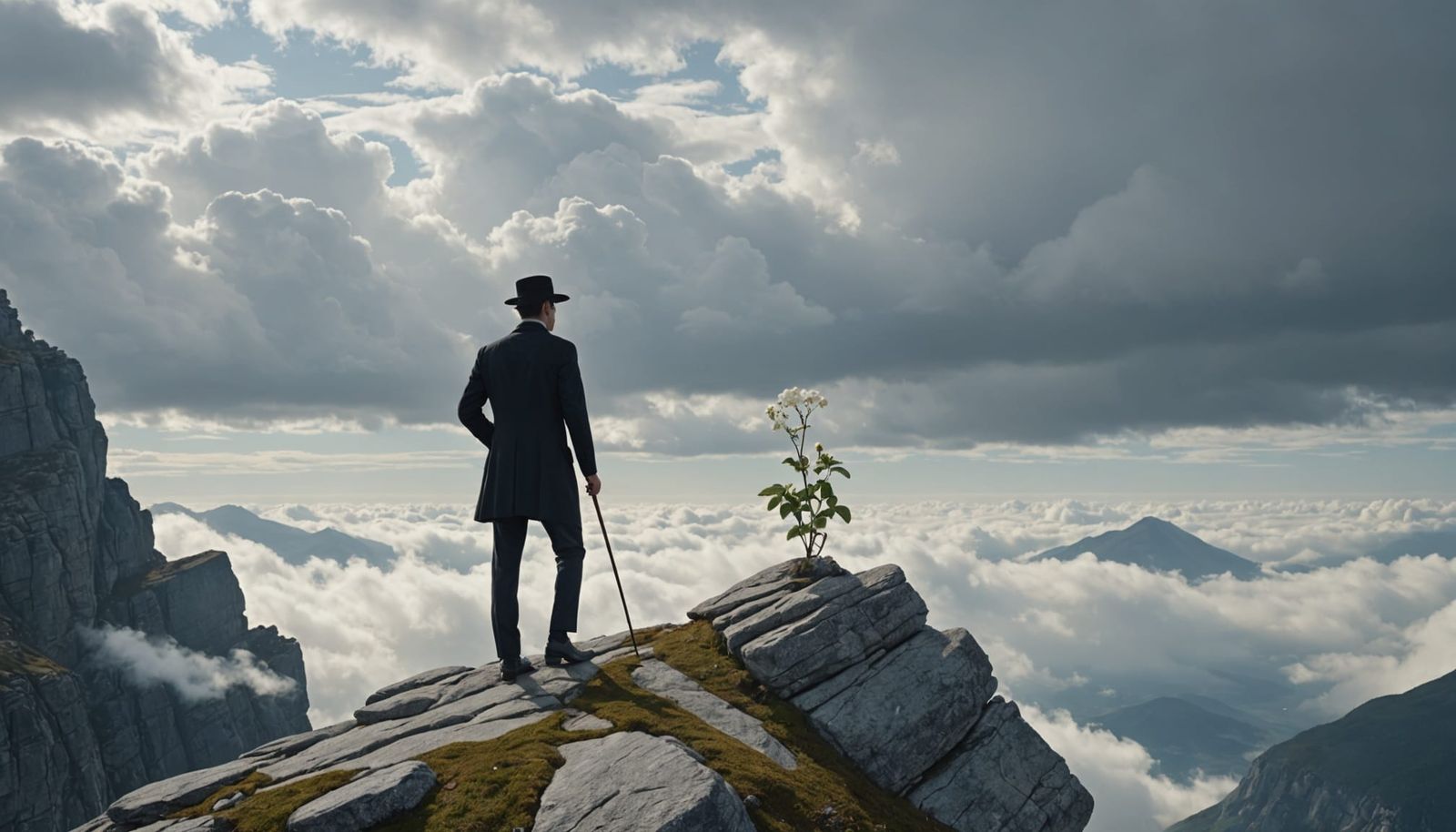 Surreal God of the Skies Stands Tall in Whimsical Cloudscape...