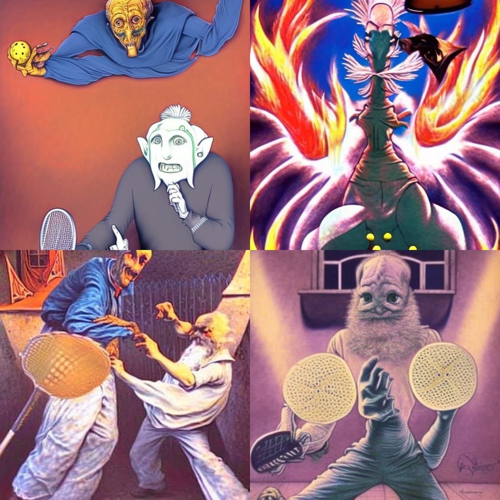 Pickleball Game in Doré and Rutkowski Style