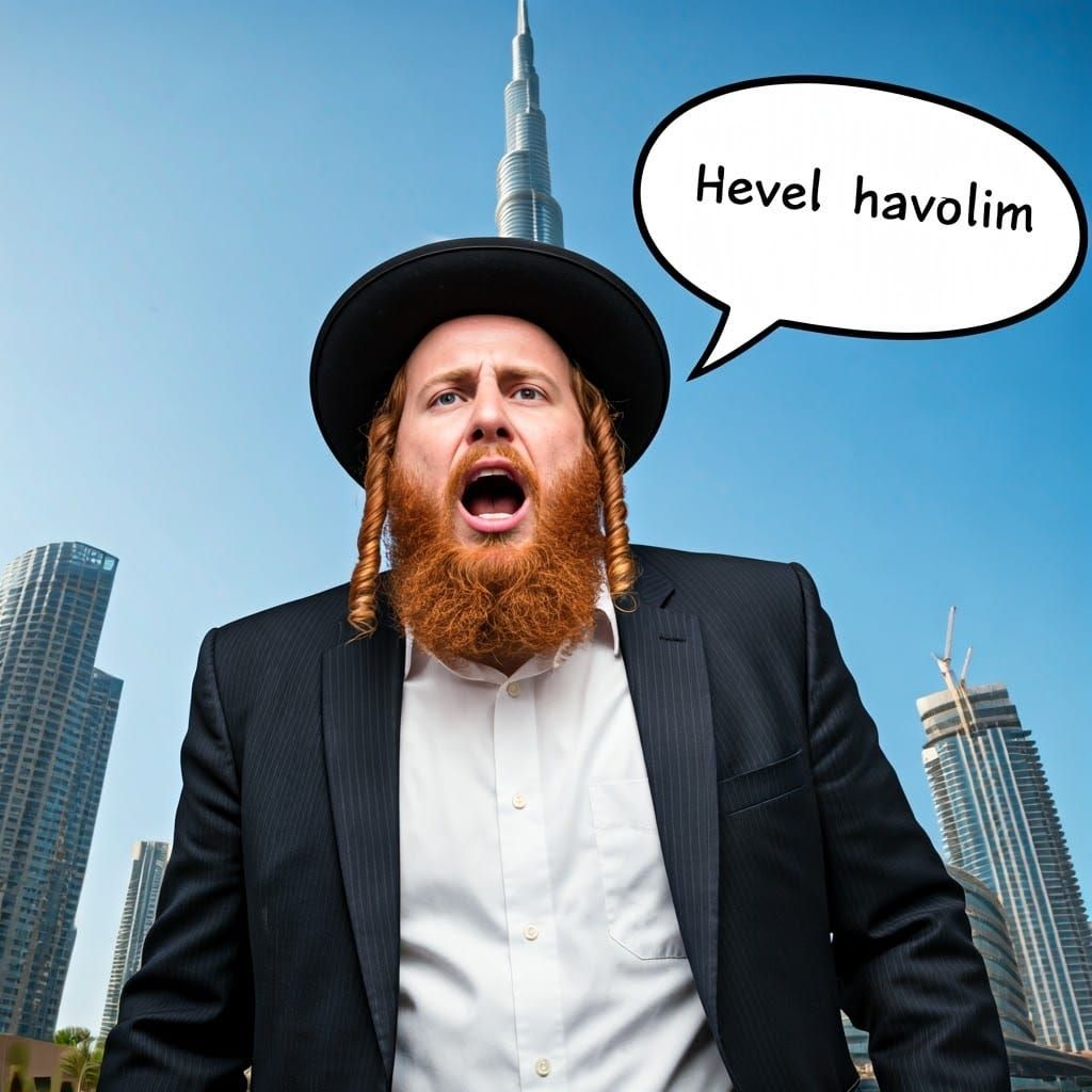 Ultra-Orthodox Jew in Traditional Attire Contemplates Dubai....