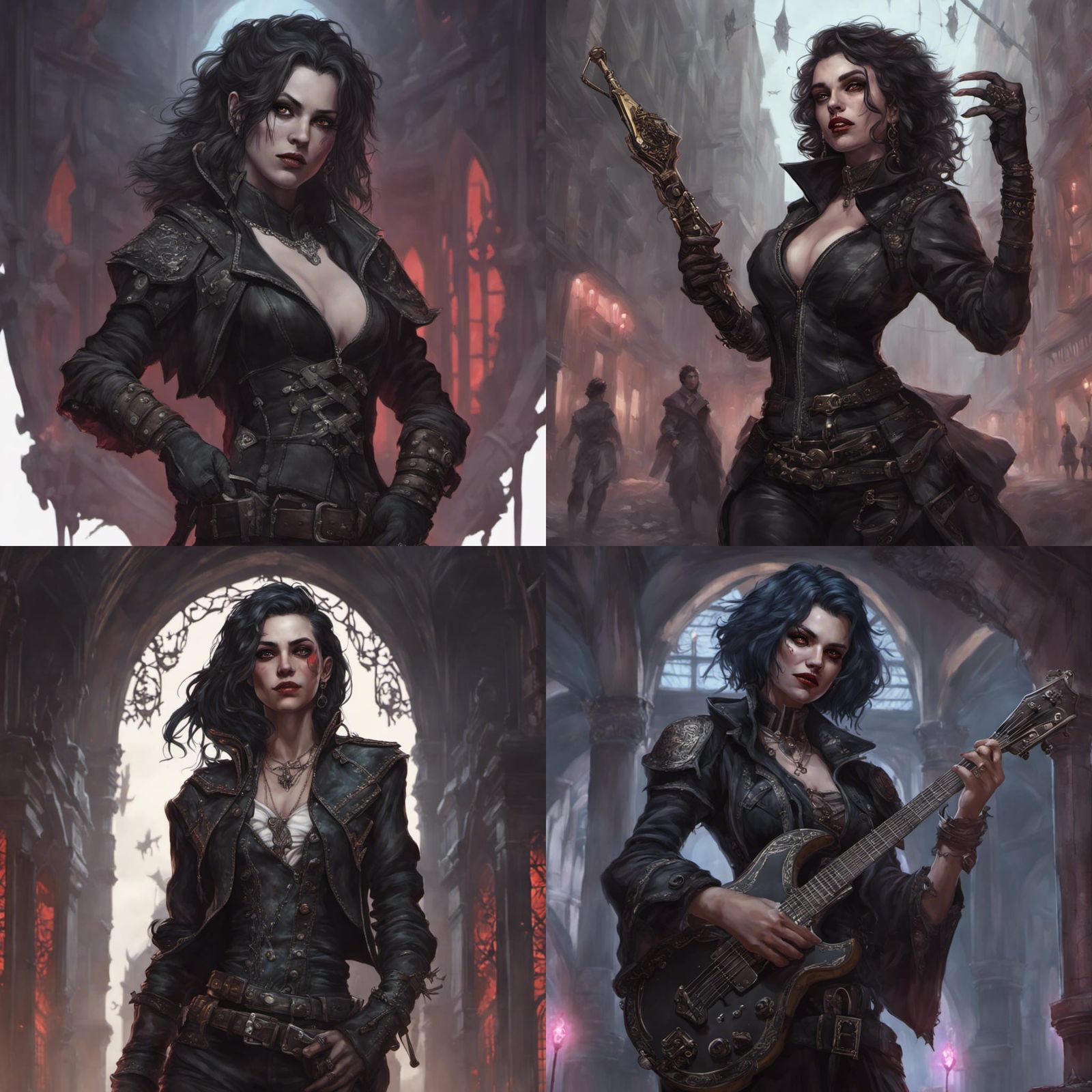 Fantasy Punk Vampire Bard in Dark Fantasy Style