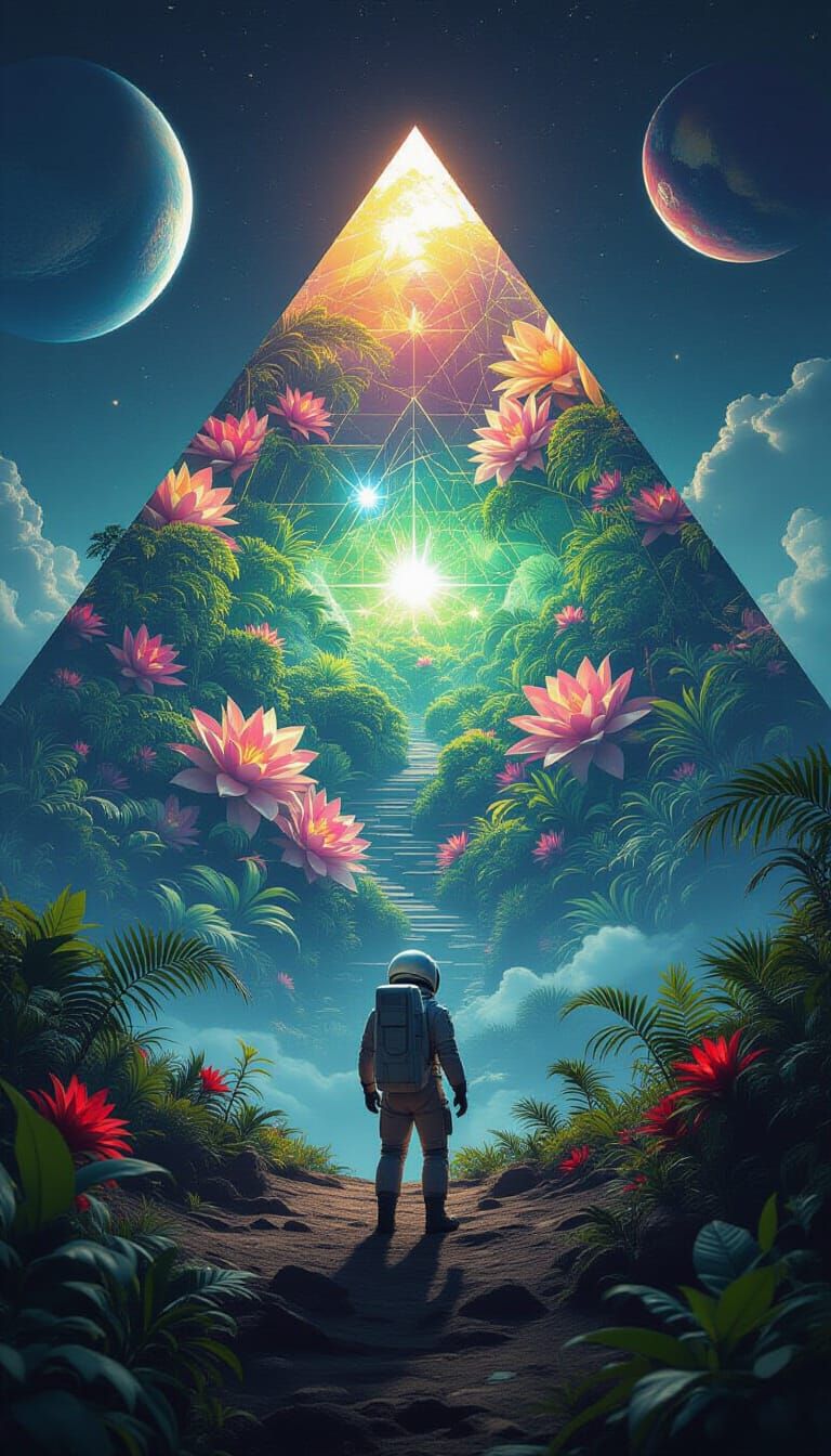 Astronaut Finds Alien Jungle in Surreal Pyramid