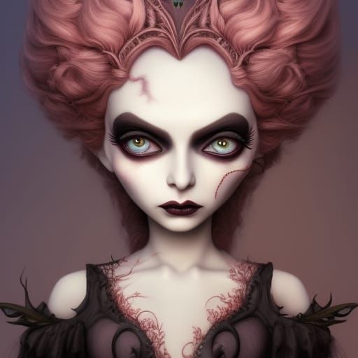 Dark Alluring Fey in Tim Burton Claymation Style