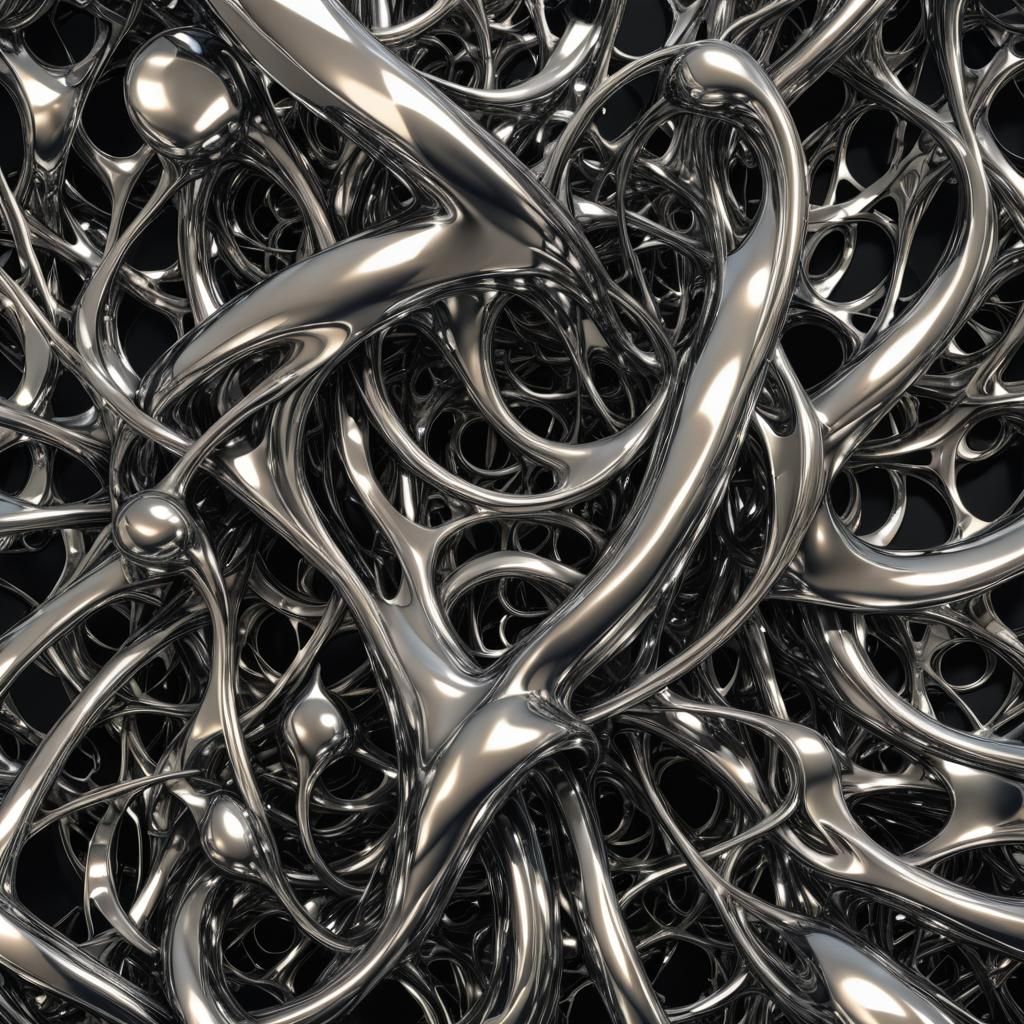 Surreal Chrome Entity in Abstract Expressionism Style