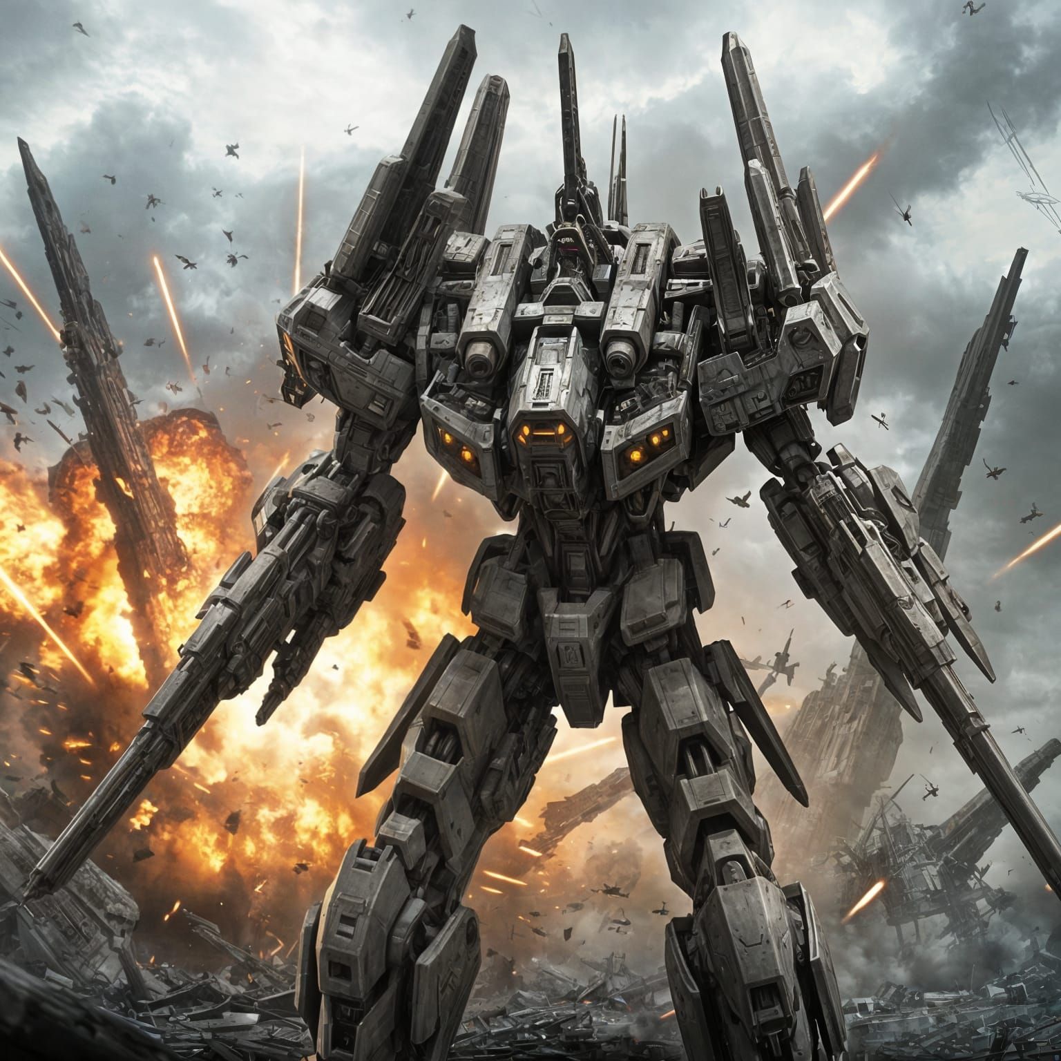 Giant Mechanical Bat Flies Over Ruined City