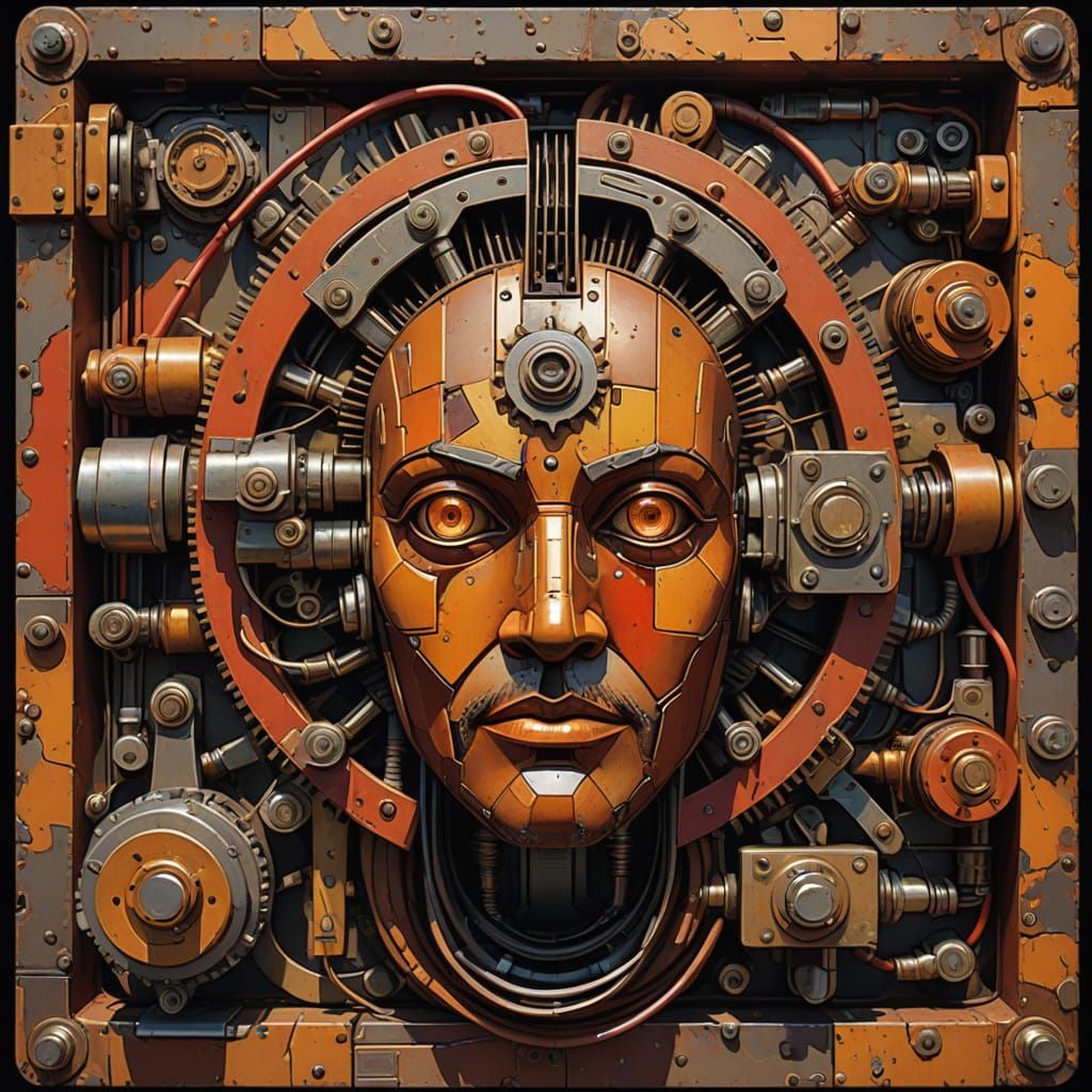 Futuristic Assemblage Portrait in Pop Art Style