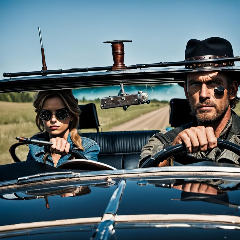 Rebel Couple in Bullet-Ridden Car