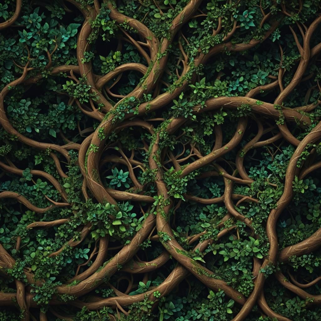 Abstract Fractal Snake Lair with Luminous Geometry