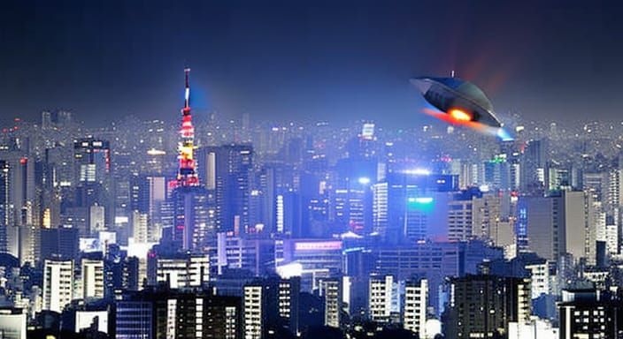 UFO Laser Attack on Tokyo